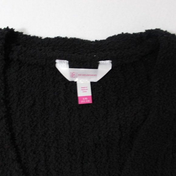 No Boundaries Womens Black Knitted Crop Button Down Long Sleeve Cardigan Size L - Picture 5 of 6